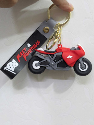 Raregets Unique 3D Bike Keychain - 8cm, With Strap, Silicone Rubber, Bag Pendant Key Chain