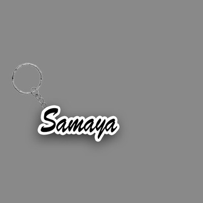 SY Gifts SYG Samaya Name Keychain White And Black Key Chain