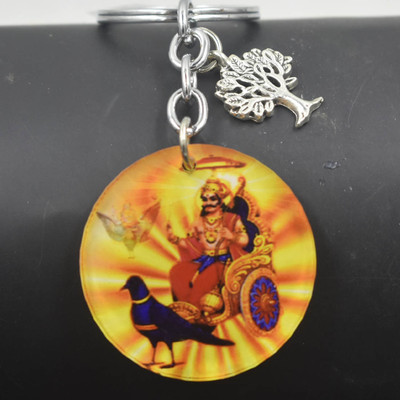 AFH Hindu deity Shani Dev Tree Of Life Charm Religious Keychain for Men and Women Key Chain