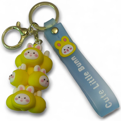 Yeahmom Trendy Silicone 3D Bunch Keychain Backpack Famous Characters Cute Little Bunn Key Chain