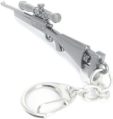 gtrp key Chain-key-PUBG-M-24-silver-Real-3D-Metal-Body-Sniper-Weapon Key Chain