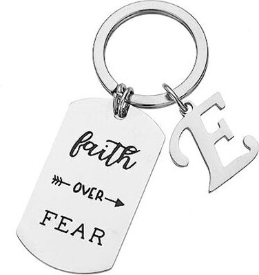 Artisans Crafted Faith Over Fear Keychain with Initial E Key Chain