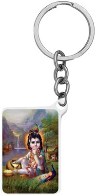 M Men Style Religious Lord Shri Krishna(Baby Krishna) Keyring Keychain Green SKey2025228 Key Chain