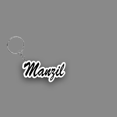 SY Gifts SYG Manzil Name Keychain White And Black Key Chain