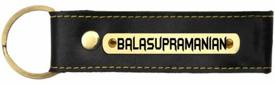 SY Gifts Balasupramanian Name Black Leather Keychain Key Chain