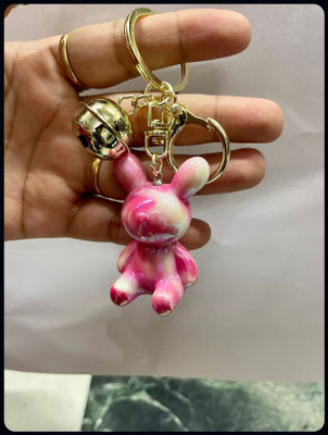 gtrp Cute Acrylic Panda Keychain With Bell (Pinkish White)-A Key Chain