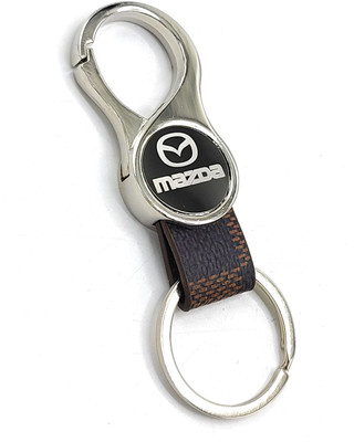 Jdp Novelty Round Shape Leather Metal Keychain for mazda Car Key Chain