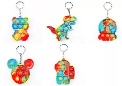 Newview 5 Pop Bubble Fidget Sensory Toy Keyring pack of 5 Key Chain Key Chain