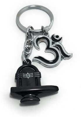 MOREL Hindu Spiritual Symbol Om with Shivling Metal Keychain and Keyring (PACK OF 1) Key Chain