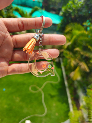 Atharva Creation Resin G Name Keychain Key Chain