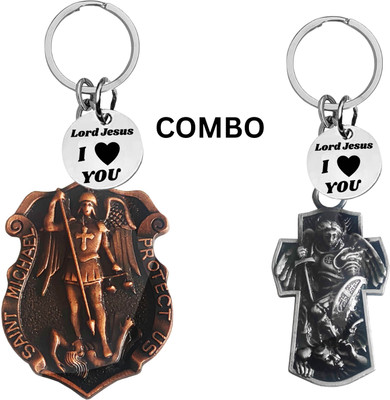 The Men Gift Double-Sided Saint Michael Keychain – Jesus Christ Key Ring Medal Com644-652 Key Chain