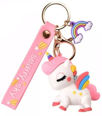 heeva creation Unicorn Charm KeyChain. for Bag/Door Key-Ring/car Key-Ring.(White).1 Piece. Key Chain