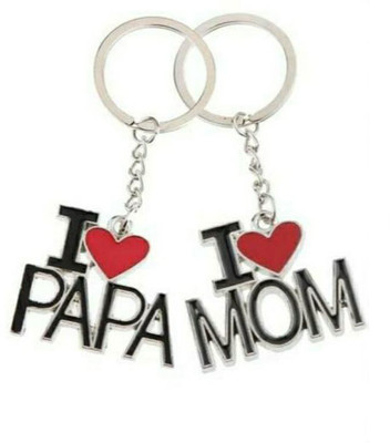 Sahib Collection I Love Papa and Mom Combo Keychain and Keyring Key Chain