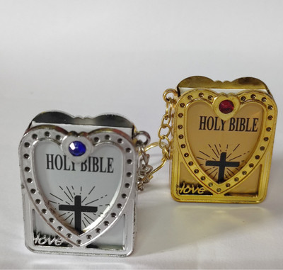 Raj Fashionz Mini Bible Keychain (Gold & Silver) Key Chain