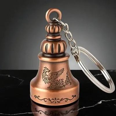 Sahib Collection Tibetan Bell Keychain Guardian Temple Color Smile Black Hook Copper Pack1 Key Chain