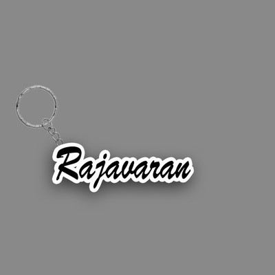 SY Gifts SYG Rajavaran Name Keychain White And Black Key Chain