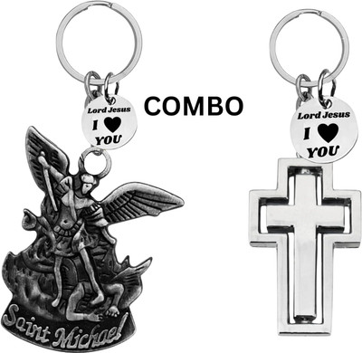 The Men Gift Double-Sided Saint Michael Keychain – Jesus Christ Key Ring Medal Com649-675 Key Chain