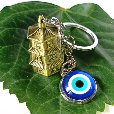 ShopTop Pagoda Guardian Bell with evil eye Key Chain for men and women 01PAG Key Chain