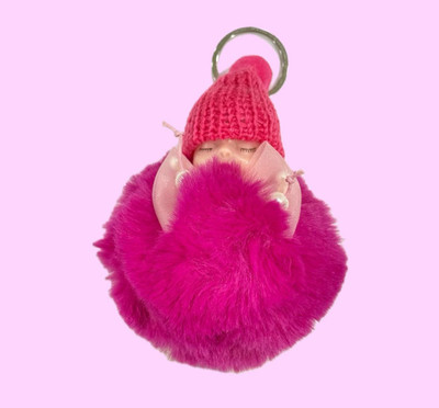 SHRI JI Cute Sleeping Baby Doll Keychain with Bow PINK Key Chain