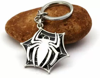 WHITE POPCORN Rotating silver&black Animal Spider Keychain Key Chain