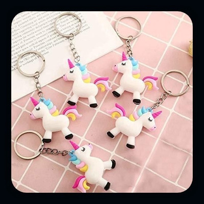 gtrp Keychain-PVC Silicone White Unicorn Holder for Kids-Pack of 5 Key Chain-A Key Chain