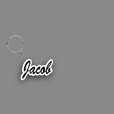 SY Gifts SYG Jacob Name Keychain White And Black Key Chain