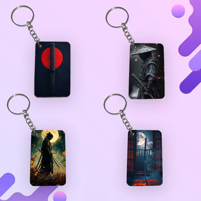 Khota Sikka (Pack of 4)Anime One Edged Sword Printed Keychain|Keyring For Car,Bike Key Key Chain