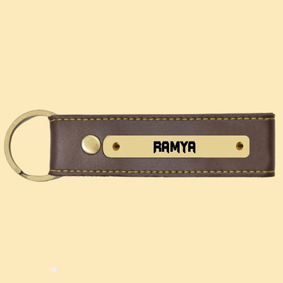 SY Gifts Ramya Name Brown Artificial Leather Keychain Key Chain