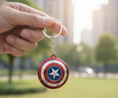 Electro Cloud Captain America Shield Metal Keychain | Superhero Key Ring for Bike, Car & Bags Key Chain
