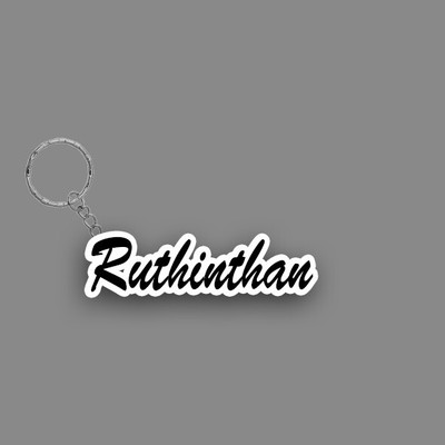 SY Gifts SYG Ruthinthan Name Keychain White And Black Key Chain