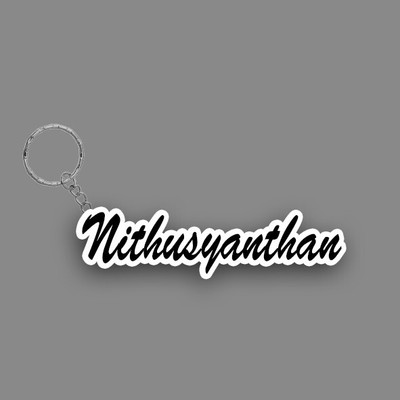 SY Gifts SYG Nithusyanthan Name Keychain White And Black Key Chain