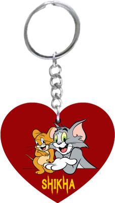 JKmaa Shikha,Name Beautifull Heart Shape Arclic wood Keychain Key Chain