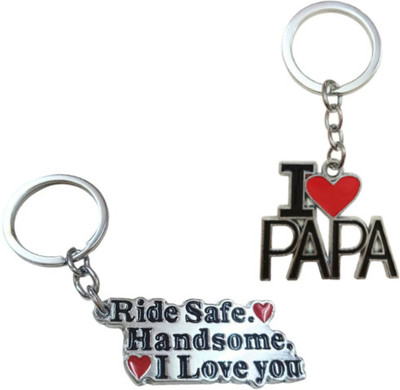 PEARLISH I love Papa & Ride Safe Keychain Combo Key Chain