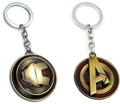 Jainsburys Combo of Avengers logo keychain & Ironman Face Rotating keychain Key Chain