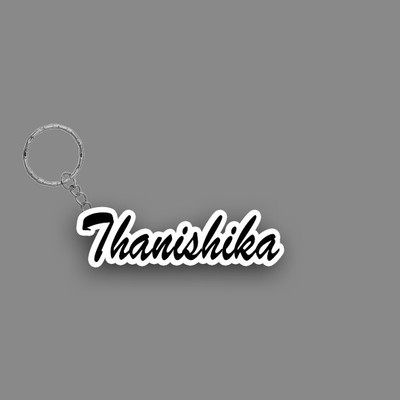 SY Gifts SYG Thanishika Name Keychain White And Black Key Chain