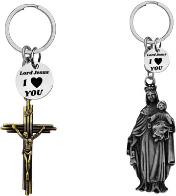 M Men Style Jesus cross & Madonna and Child Keychains SkeyCom669-655 Key Chain