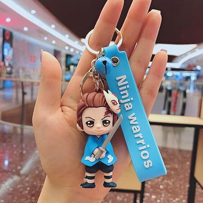 GKM Demon slayer Tanjiro Cute miniature PVC rubber 3D Keychain Key Chain