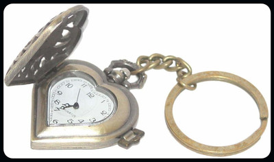 gtrp Keychain-Heart Shape Designer Pocket Watch Vintage Clock Key Chain