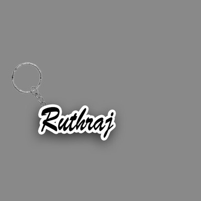 SY Gifts SYG Ruthraj Name Keychain White And Black Key Chain
