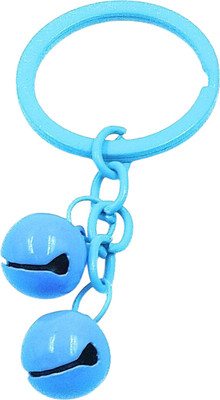 Key Era Jingle Bell Sky Blue Metal Ring And Chain with 2 Ghunghroo Candy Color Key Chain