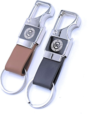 Jdp Novelty 2 pcs Set of Leather Metal Opner Keychain for royal enfieldsince 1901 Bike Key Chain
