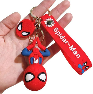 ZQE 3D Hanging Spiderman Keychain & Keyring for Kids Premium Silicone Anime Key Chain