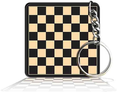 Party Gift Printed Square Keyring Keychain D - Chess Board Cream B Key Chain