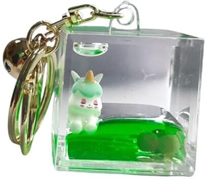 VSS Unicorn Glass Water keyring filled with Glitter. Ideal gift for girls-Cube-3 Key Chain