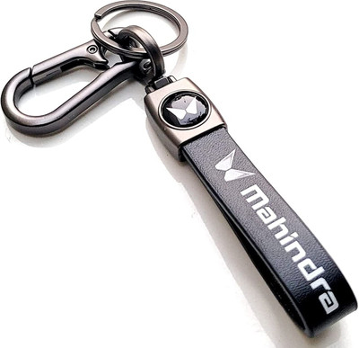 Anexa New Mahindra Logo Leather/Metal Best Quality Car key chain with Hook Key Chain