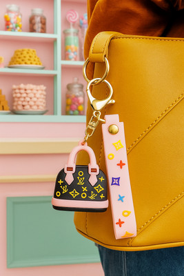Wonderwhimzy 3D Rubber Bag Keychain for Girls Cute Rubber Keychain Keyring for Gifts and Bags Key Chain