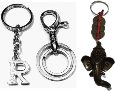 ROYALHUB Ganpati key ring R name letter & hook Key Chain