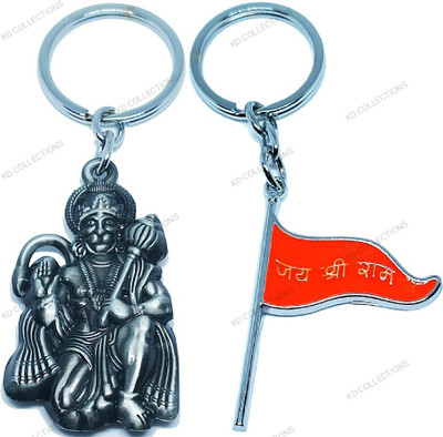 kd collections KD-224H-638 Bajrangbali Hanuman Keychain & Jai Shree Ram Flag Keychain Combo Key Chain