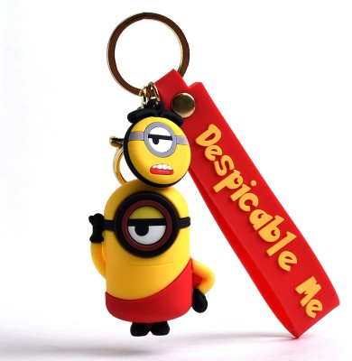 Daiyamondo Despicable Me Minion Single Eye In Red Dress Hand Up 3D keychain Long Ribbon Key Chain