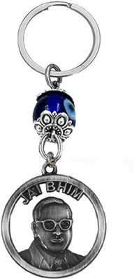 AFH Jay Bhim Ambedkar Metal Grey Evil Eye Protection Keychain for Car Bike and Home Key Chain
